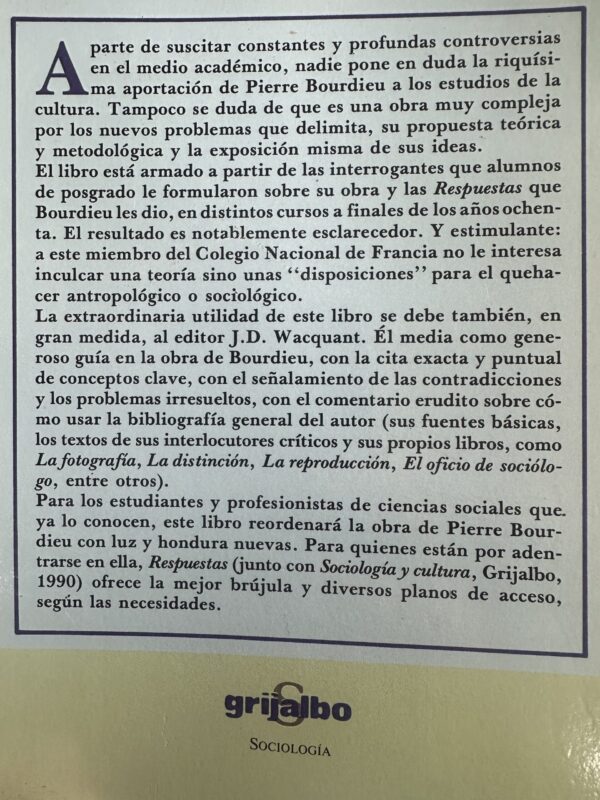 Respuestas por una antropología reflexiva Pierre Bourdieu