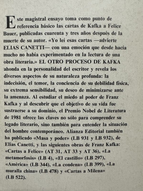 El Otro  proceso de Kafka-Elias Canetti