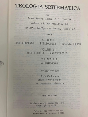 Teología Sistemática Dos Tomos