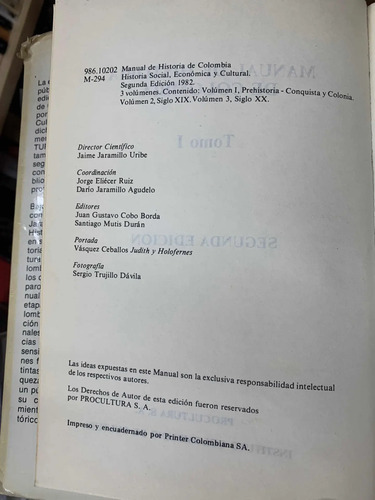 Libro Manual De Historia De Colombia 3 Tomos