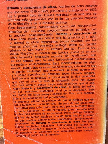 Historia Y Consciencia De Clase Georg Lukacs