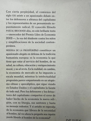 Miseria De La Prosperidad Pascal Bruckner