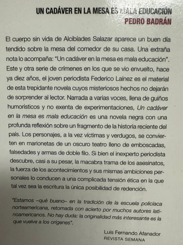 Un Cádaver En La Mesa Es Mala Educación  Pedro Badrán