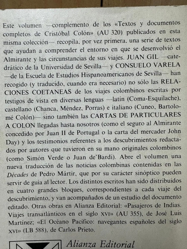 Cartas De Particulares A Colón Y Relaciones Coetáneas Juan G
