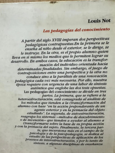 Las Pedagogías Del Conocimiento Louis Not