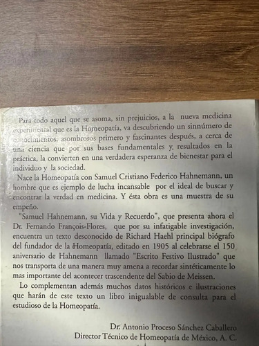 Samuel Hahnemann Su Vida Y Su Recuerdo Fernando Francois F