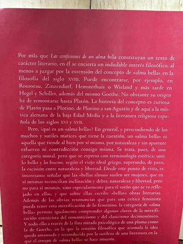 Confesiones De Un Alma Bella Johann W Goethe
