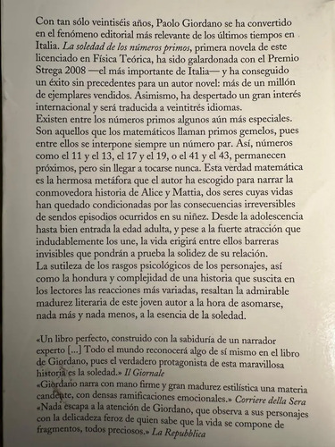 La Soledad De Los Números Primos - Paolo Giordano
