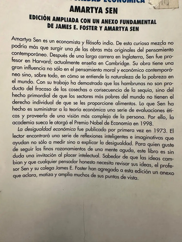 La Desigualdad Económica - Amartya Sen