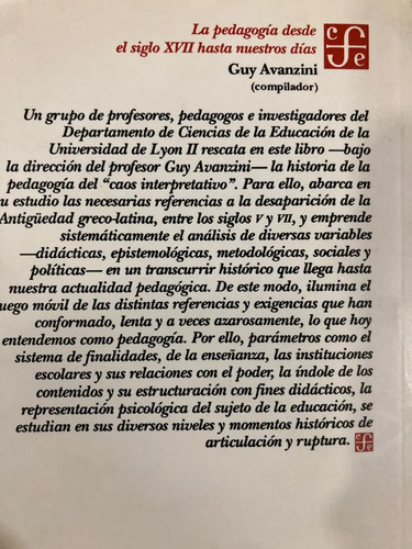 La Pedagogía Desde El Siglo Xvii Hasta Hoy - Guy Avanzini