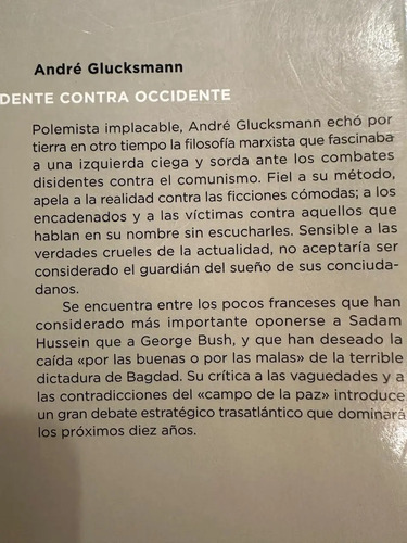 producto_639279600212747242_1 Occidente Contra Occidente - André Glucksmann