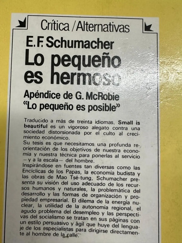 Lo Pequeño Es Hermoso E F Schumacher