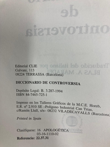 Diccionario De Controversia - Teofilo Gay
