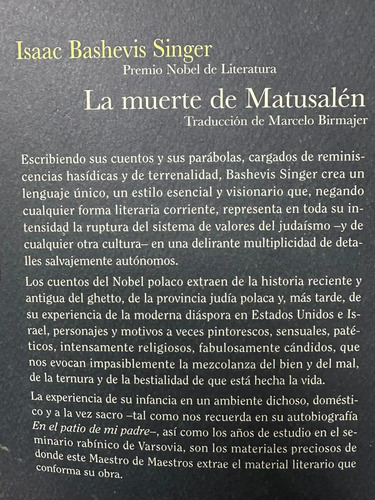 La Muerte De Matusalén - Isaac Bashevis Singer