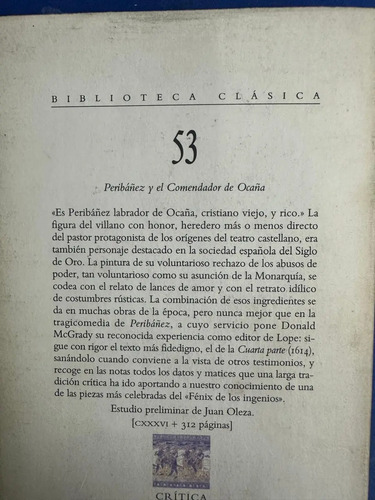 Peribáñez Y El Comendador De Ocaña - Lope De Vega
