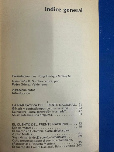 La Narrativa Del Frente Nacional - Isaías Peña Gutierrez