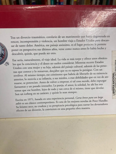 Carta Breve Para Un Largo Adiós - Peter Handke