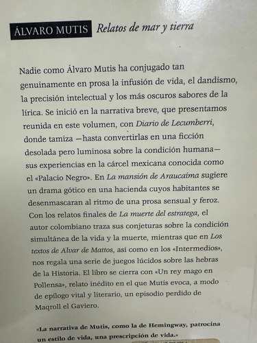 Relatos De Mar Y Tierra - Álvaro Mutis
