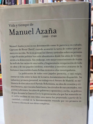 Vida Y Tiempo De Manuel Azaña 1880-1940 - Santos Juliá