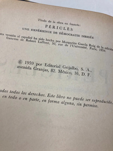 Pericles Una Experiencia De Democracia Dirigida - Leon Homo