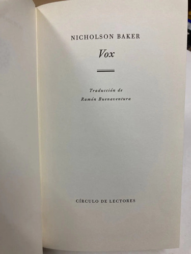 Vox - Nicholson Baker