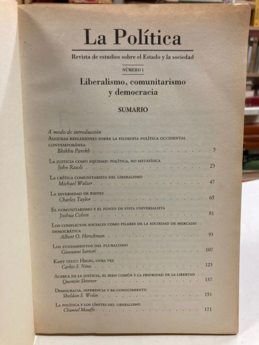 Liberalismo, Comunitarismo Y Democracia - Varios Autores
