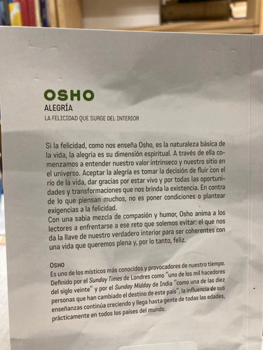 Alegría, La Felicidad Que Surge Del Interior - Osho