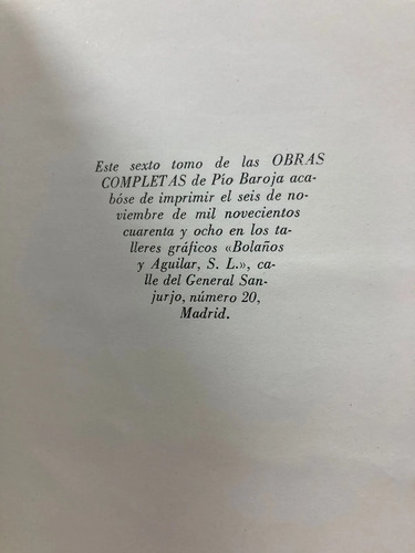 Pio Baroja Vi Obras Completas