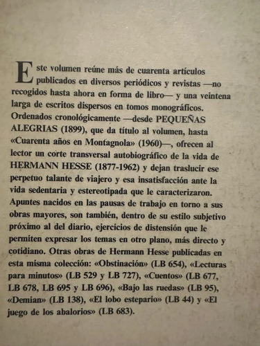 Pequeñas Alegrías Herman Hesse