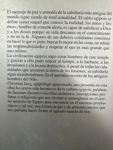 La Sabiduría Viva Del Antiguo Egipto - Christian Jacq