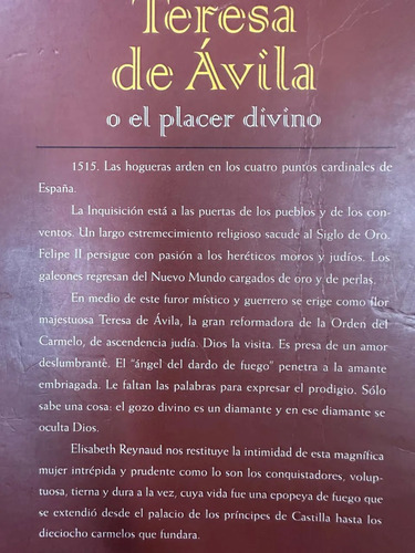 Teresa De Ávila O El Placer Divino - Elisabeth Reynaud